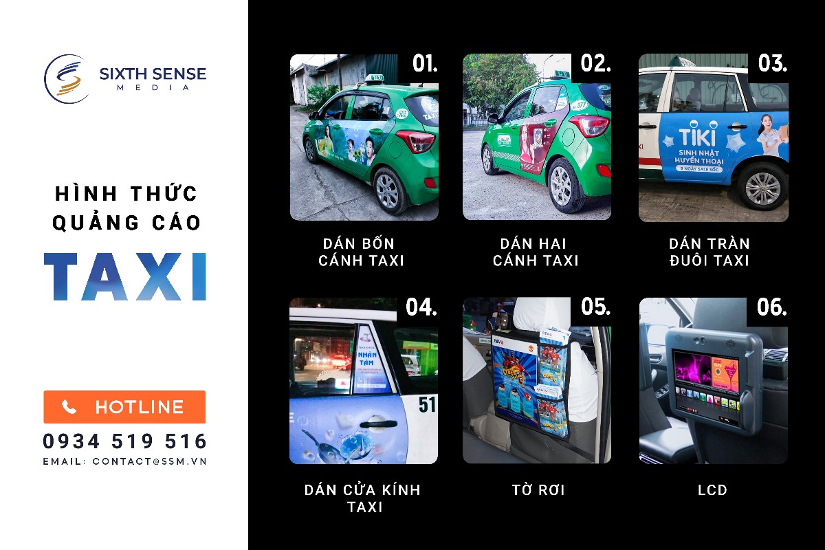 Các hình thức quảng cáo trên taxi