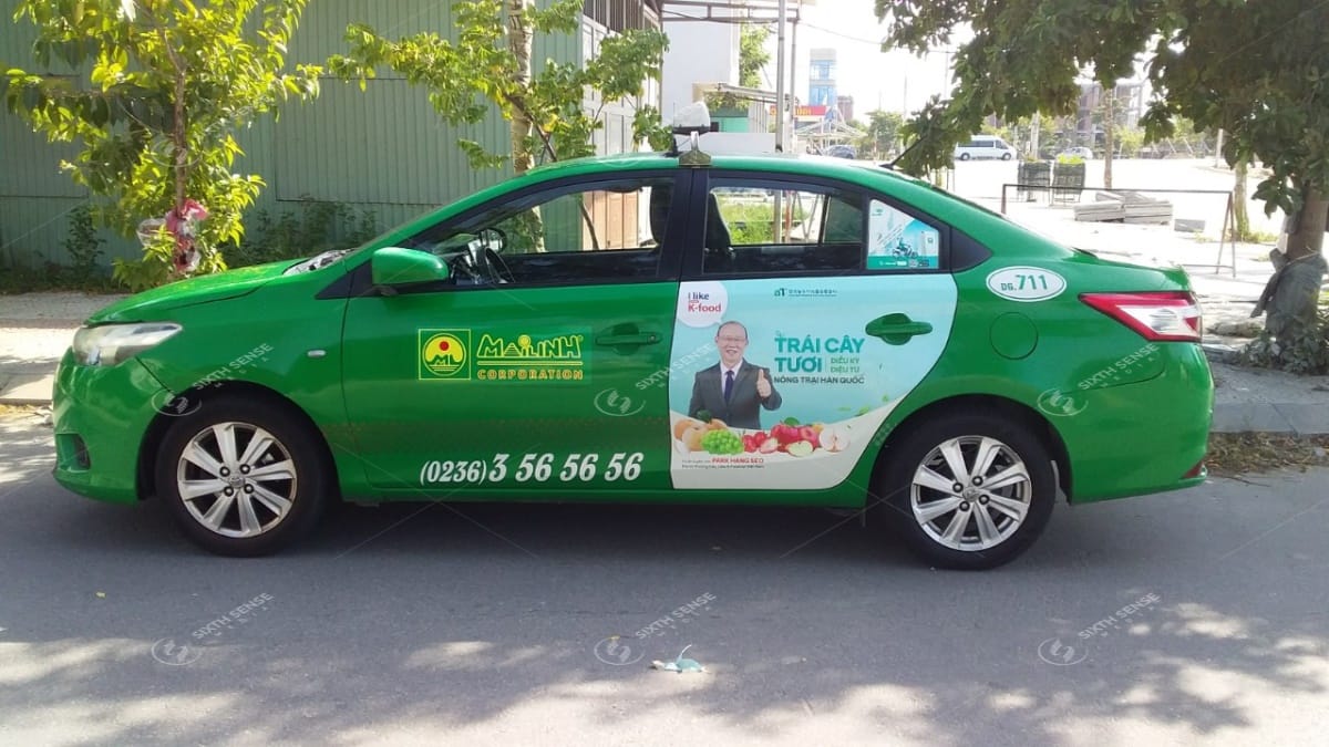 quảng cáo trên xe taxi ở Tây Ninh