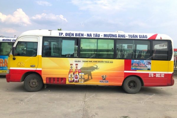 quảng cáo trên xe bus tại Điện Biên