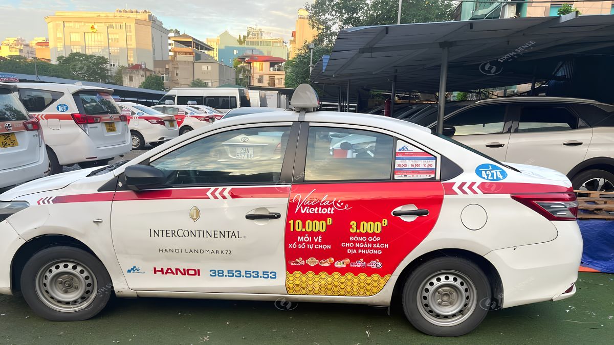 Vietlott tạo dấu ấn thương hiệu nổi bật khi triển khai quảng cáo trên Taxi Group. (Nguồn: Dự án SSM)
