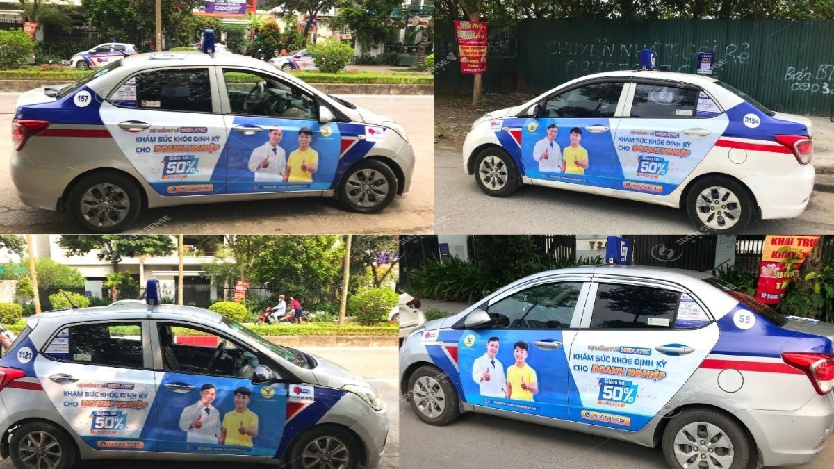 Quảng cáo trên 4 cánh cửa giúp thương hiệu tăng diện tích hiển thị trên taxi. (Nguồn: Dự án SSM)